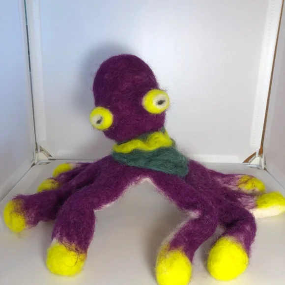 OOAK Hand-Felted purple octopus teacher art Waldorf fantasy ocean storytelling